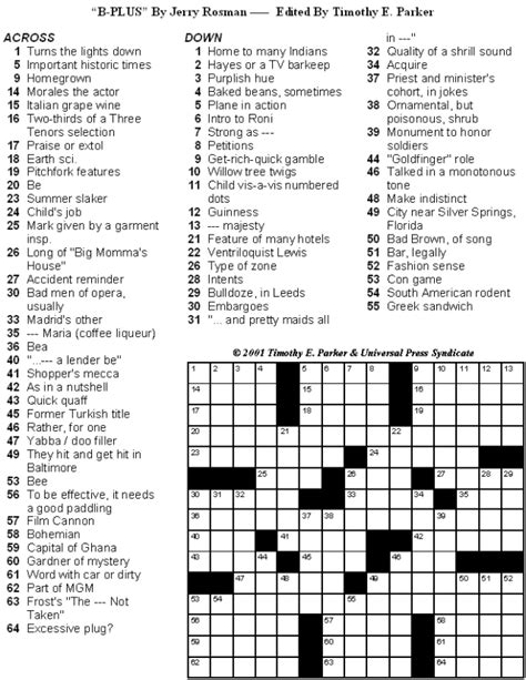 Universal Crossword Answers By Date .